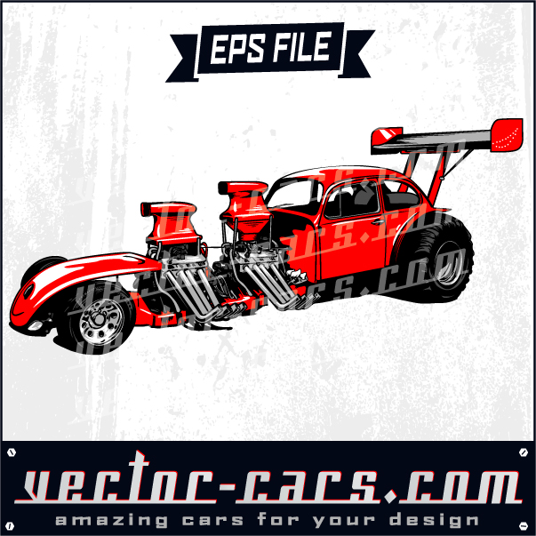 Vector Race Car With Two Engines EPS File Clipart