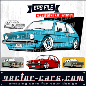 Vw Golf, Slammed GTI, Clipart vector file