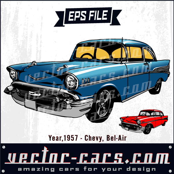 1957 Chevy Bel Air, EPS Vector Clipart | Vector-Cars.Com